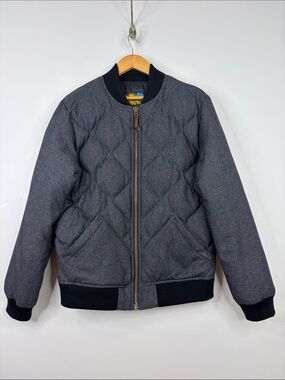 Eddie Bauer Bomber Jacket Men Medium Gray 1936 Skyliner Goose Down Winter Coat